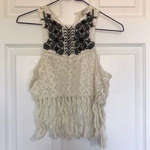 A&F Crop tassel festival top